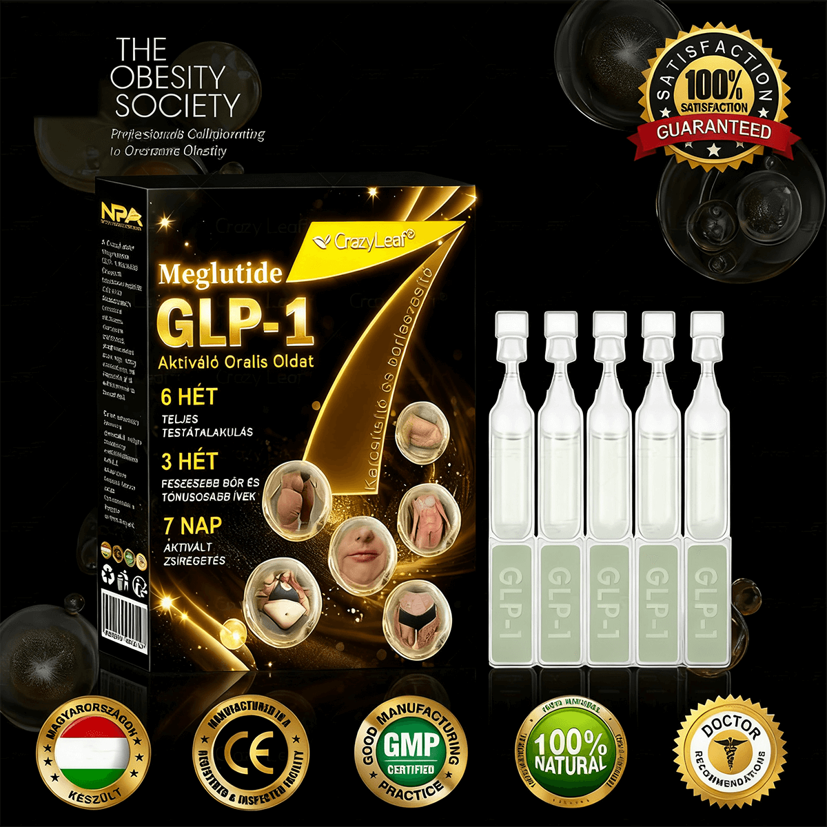 🏥Mayo Klinika által ajánlott | ☘️𝑳𝒆𝒓𝒄𝒆𝐚® Meglutide GLP-1 Aktiváló Oralis Oldat – Tartalmaz moringát, NAD+-t és yerba matét, természetes támogatás fogyáshoz, öregedésgátláshoz és cukoranyagcseréhez