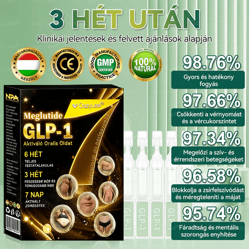 🏥Mayo Klinika által ajánlott | ☘️𝑳𝒆𝒓𝒄𝒆𝐚® Meglutide GLP-1 Aktiváló Oralis Oldat – Tartalmaz moringát, NAD+-t és yerba matét, természetes támogatás fogyáshoz, öregedésgátláshoz és cukoranyagcseréhez